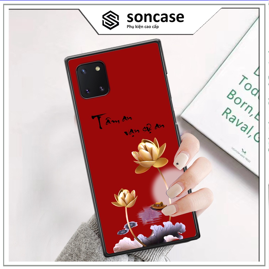 Ốp Samsung Note 10 Lite in hình ốp tâm an vạn sự an, ốp lưng SonCase