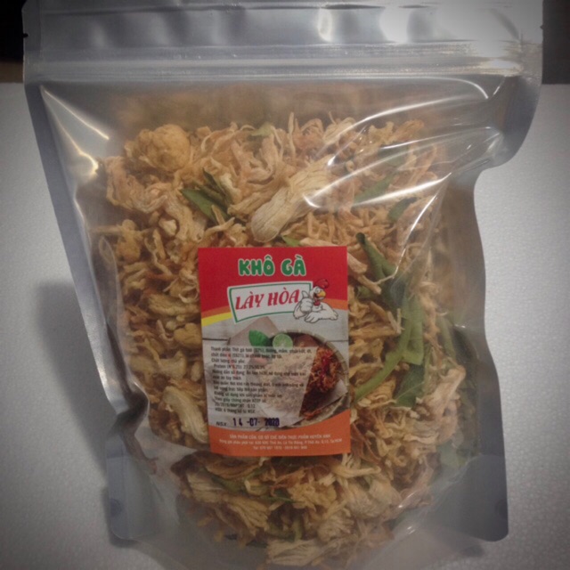 500gr khô gà KHÔNG CAY GIÒN Lày Hòa: 1 túi zipper 500gr đảm bảo vệ sinh ATTP.