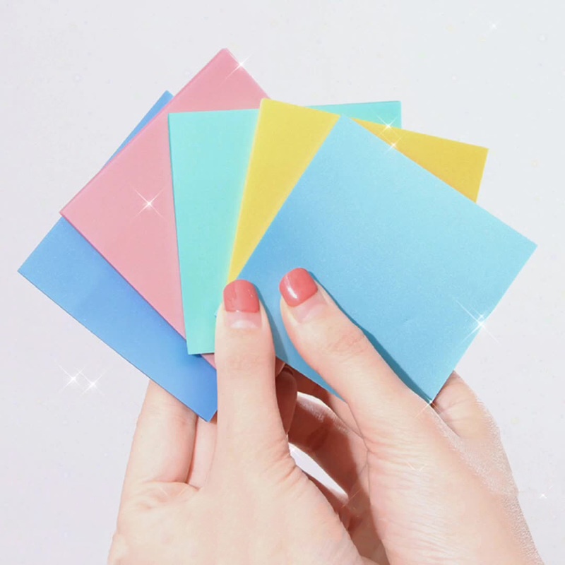 Bộ 50 Miếng Giấy Note Dán Ghi Chú Tự Dính Chống Thấm Nước Màu Trong Suốt Cho Học Sinh/Văn Phòng