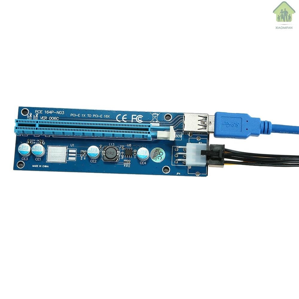 Card Chuyển Đổi Pci-E 1x Sang Pci-E 16x Pci-E 6pin Với Cáp Dữ Liệu Usb 3.0 Sata Cho Bitcoin Mining