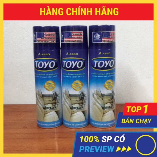 Chai xịt TOYO (500ml) làm sạch, làm bóng đồ da, gỗ, nhựa, cao su