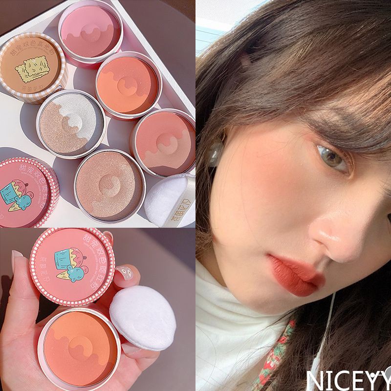 (Hàng Mới Về) Phấn Má Hồng Hai Màu Trang Điểm Ngọt Ngào Cho Nữ