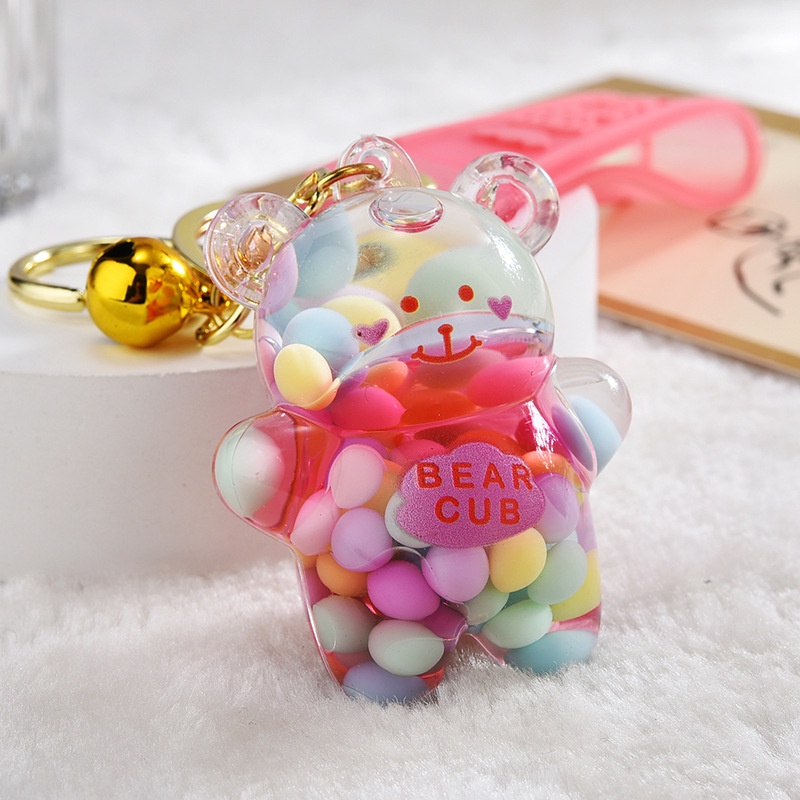 Móc Khóa Hình Gấu Hoạt Hình Màu Cầu Vồng Xinh Xắn