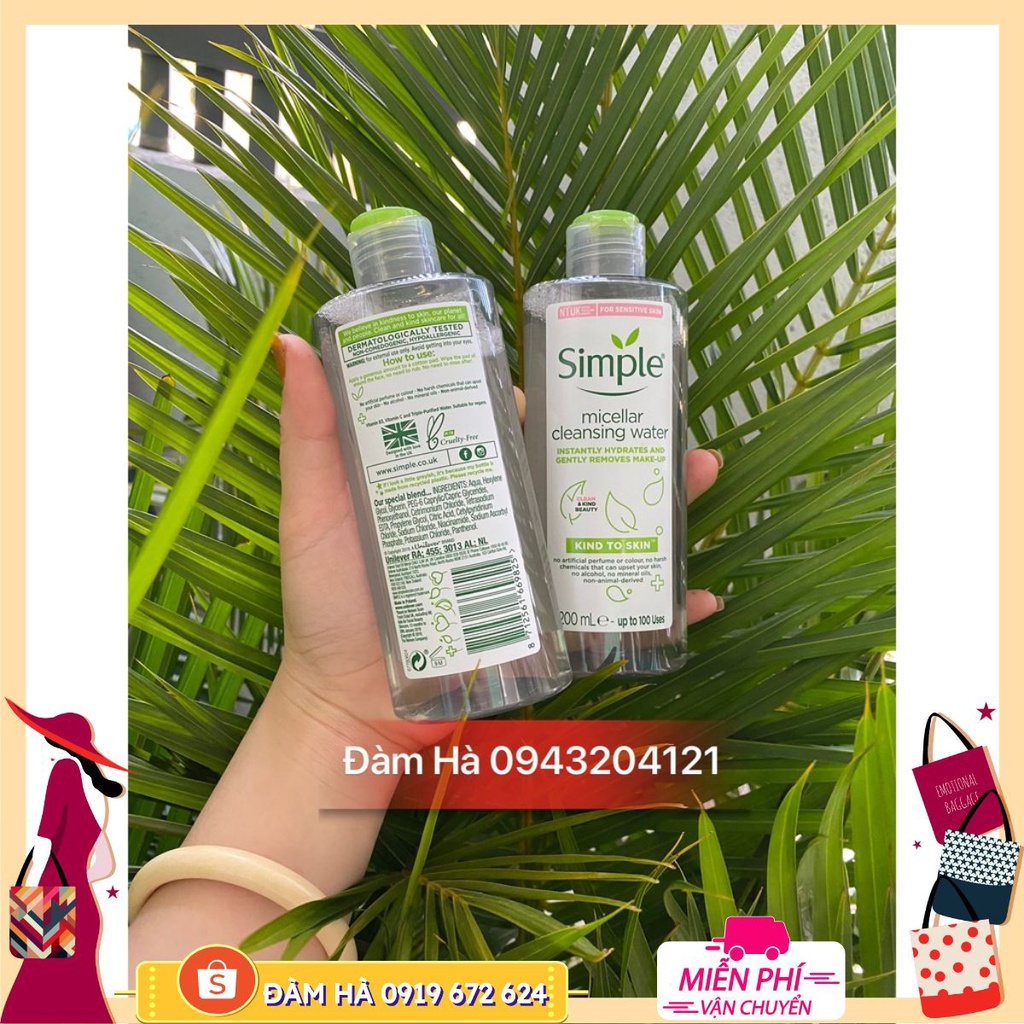 [Siêu rẻ] Nước Tẩy Trang Simple Micellar Cleansing Water 200ml