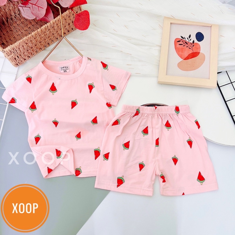 Chọn Mẫu Size đại 9  Bộ cộc xuất hàn in tràn chất cotton lạnh hàng Quảng Châu cho bé trai bé gái