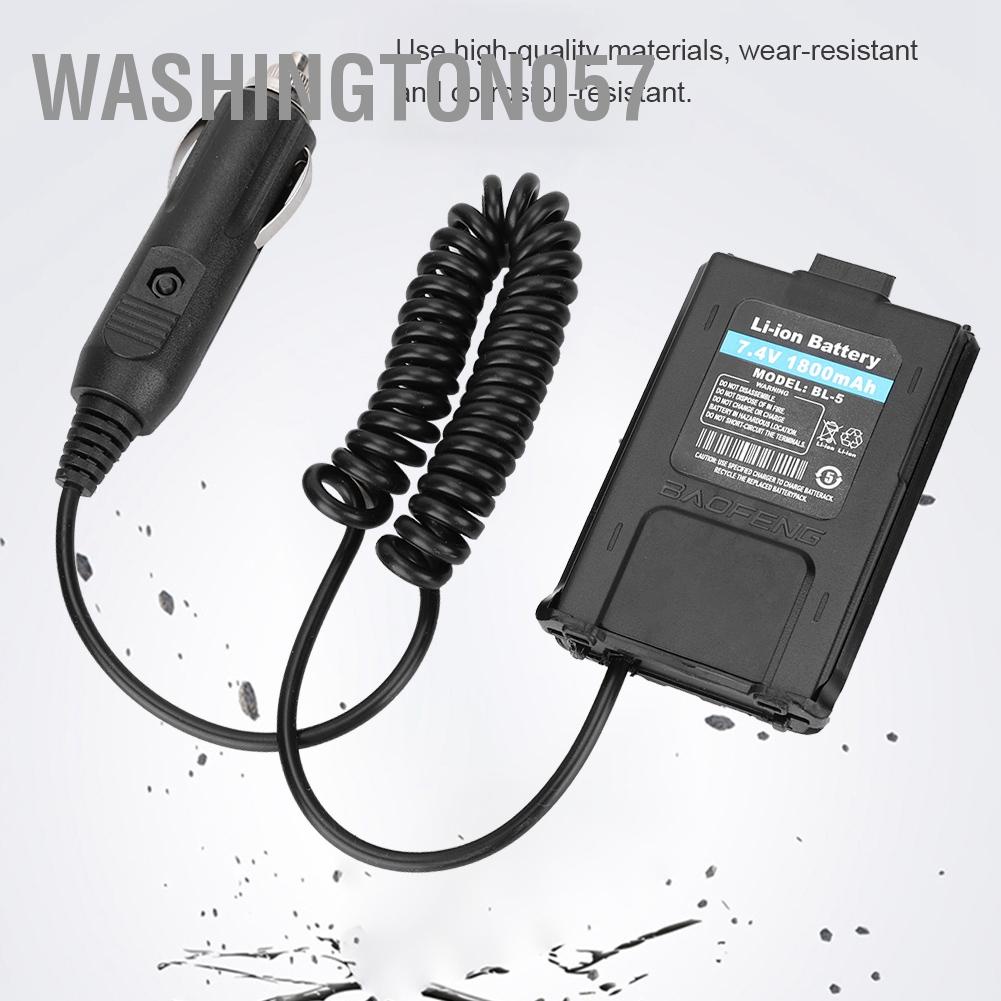 Washington057 12V Car Charger Adaptor for Baofeng UV-5R Radio Walkie-talkie Battery Eliminator
