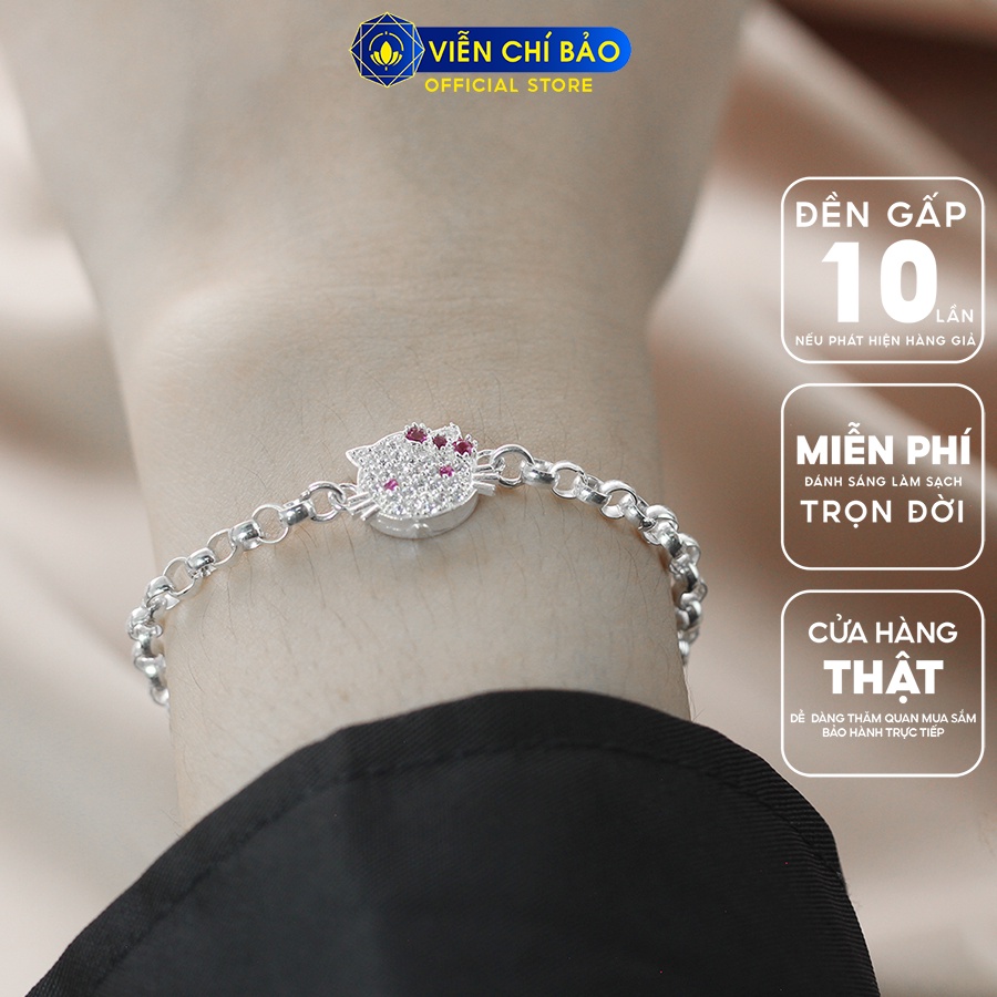 Lắc tay bạc trẻ em dây xích kitty chất liệu bạc 925 thời trang phụ kiện trang sức Viễn Chí Bảo L400350