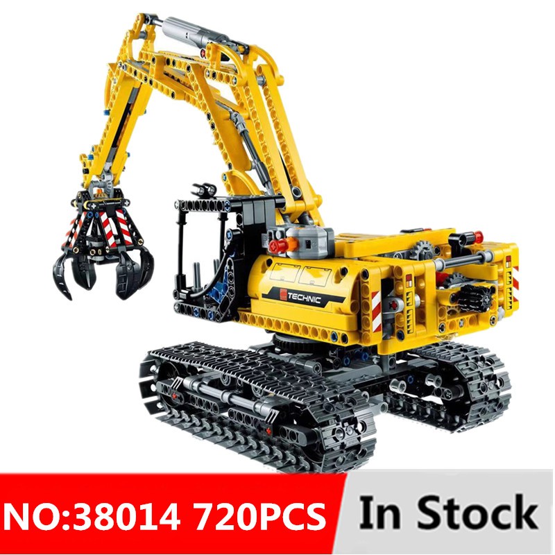 GOROCK Set 720 khối cho bé lắp ráp hình xe máy xúc Động cơ điều khiển từ xa