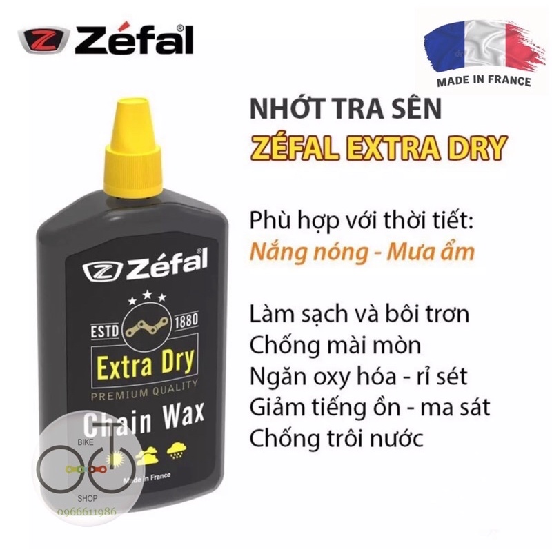 Dầu tra sên xích xe đạp Zefal Pro Wet / Pro Dry / Extra Wet / Extra Dry 120ml - Hàng chính Hãng