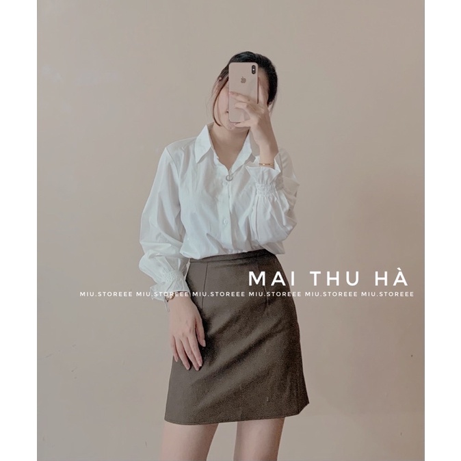 [ẢNH THẬT] ÁO SƠ MI TRẮNG BO CHUN CỔ TAY