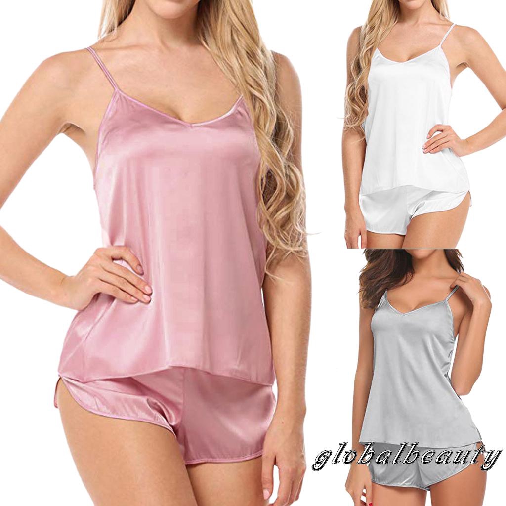 Bộ Đồ Ngủ Phi Bóng Dây Sát Nách Thiết Kế Cổ Chữ V Quyến Rũ 2019