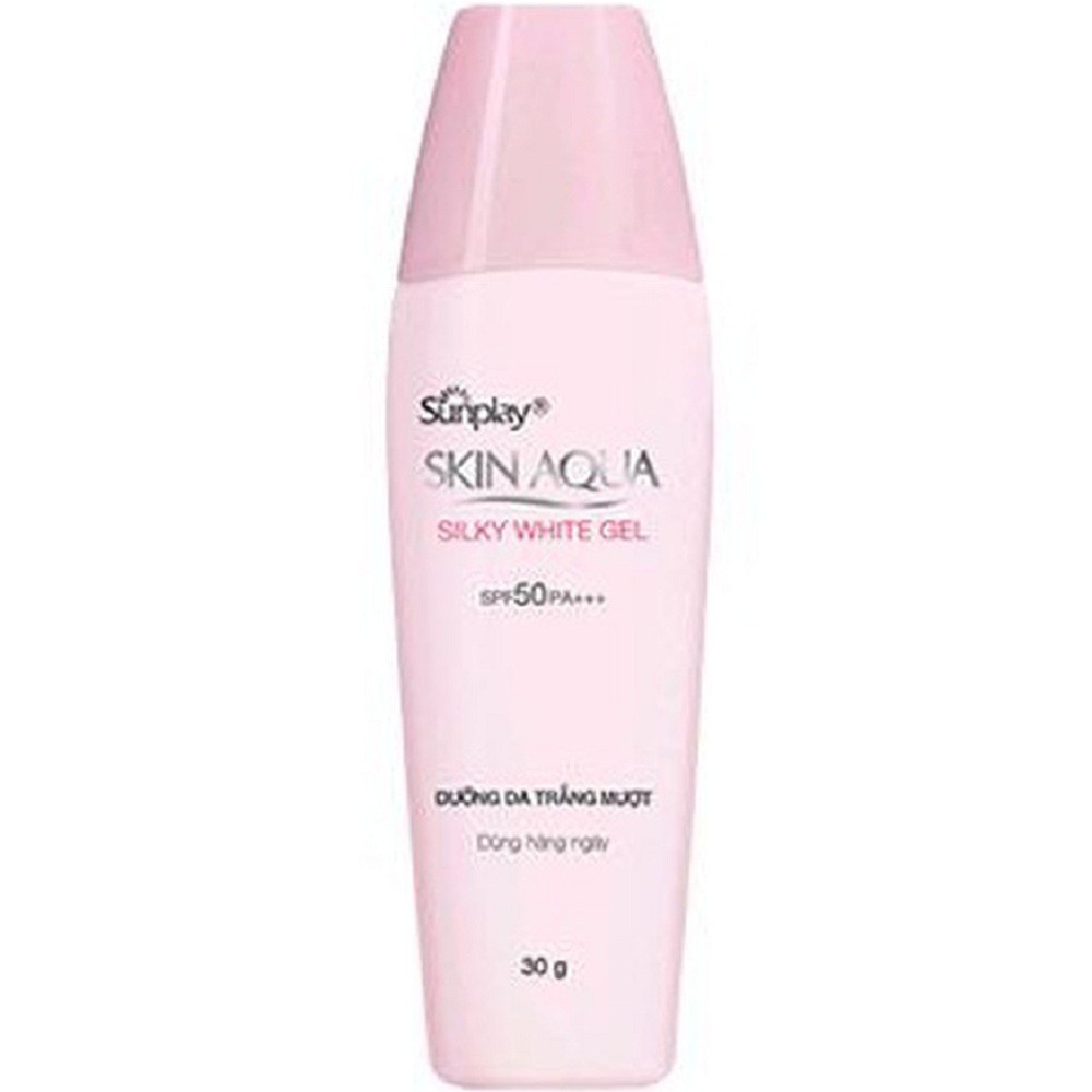 Gel Chống Nắng Dưỡng Da Trắng Mượt Sunplay Skin Aqua Silky White Gel SPF 50 PA+++ 30g 100% chính hãng, shop 99k bảo trợ.