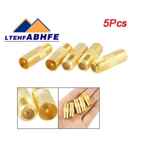 5PCS Coaxial Coax RF Adapter Connectors TV PAL Male Plug to "F" Female M/F