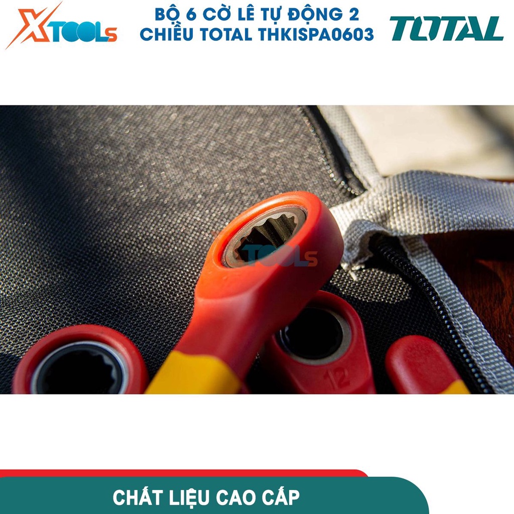 Bộ 6 cờ Lê tự động 2 chiều cách điện 1000V TOTAL THKISPA0603, có Chứng nhận 1000V, VDE/GS, siêu cứng- CHÍNH HÃNG- XTOOLS