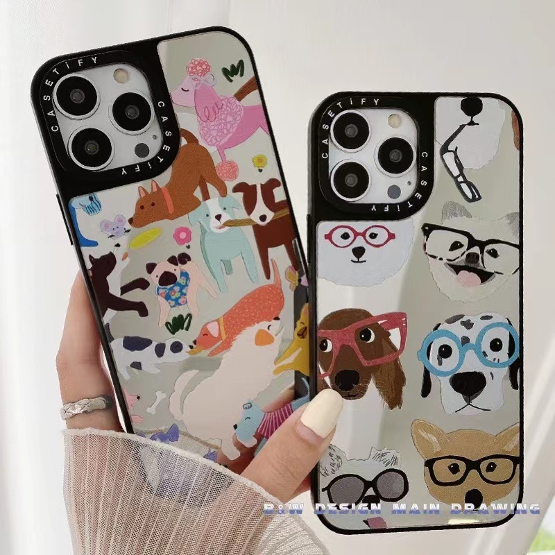 Ốp Điện Thoại Mặt Gương Acrylic Hình Thú Cưng Hoạt Hình Cho iPhone 14 13 12 11 Pro MAX IX XS MAX XR i6 6s 7 8 Plus