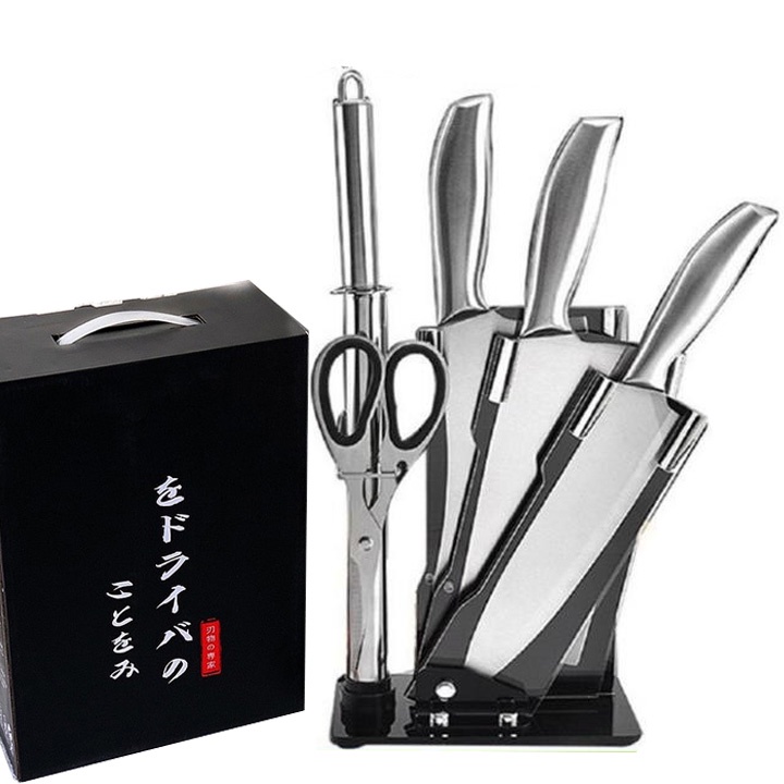 Bộ Dao Kéo 6 Món Nhật Bản Cao Cấp, Sét Dao 6 Món Thép Nhật Bản Chống Gỉ Tặng Kèm Khay Để bán buôn siêu rẻ