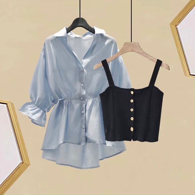 Jiashucheng Áo Sơ Mi Eo Hẹp Phong Cách Mới Dễ Phối Đồ Mùa Hè Cho Nữ