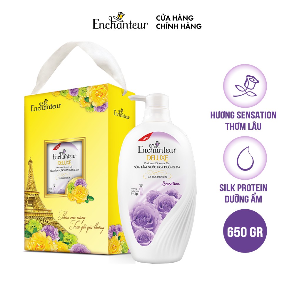 [Hộp quà] Sữa tắm nước hoa dưỡng da Enchanteur Charming/ Sensation/ Delightful 650gr | BigBuy360 - bigbuy360.vn
