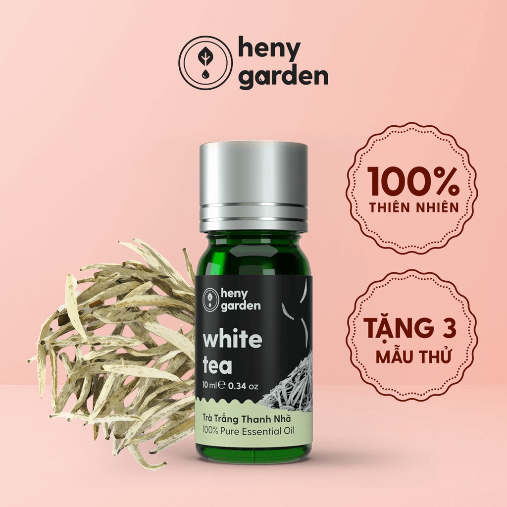 Tinh Dầu Trà Trắng Organic Nguyên Chất Đậm Đặc Xông Thơm Phòng, Làm Nến Thơm Thiên Nhiên, Giúp Dễ Ngủ Heny Garden 10mL