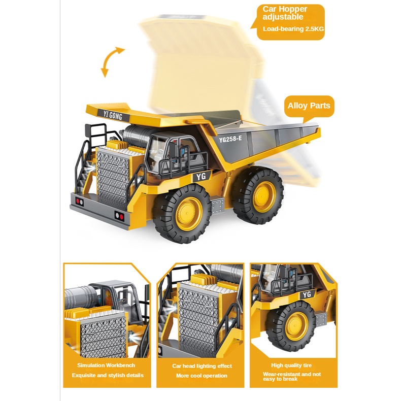 Bộ Đồ Chơi Xe Xây Dựng Điều Khiển Từ Xa Tỉ Lệ 1 / 20 11CH RC