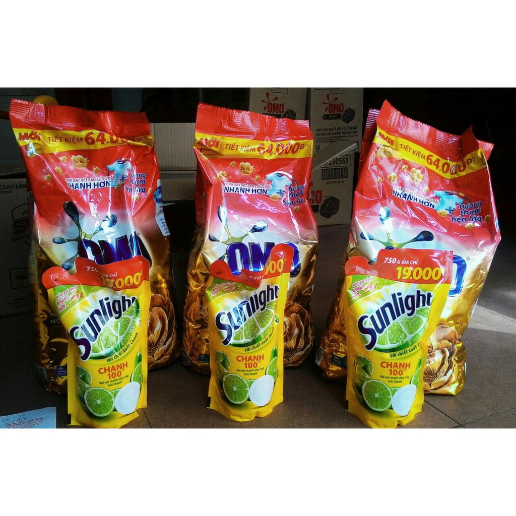 Bột giặt Omo Comfort tinh dầu thơm Nồng Nàn 5.5kg tặng nước rửa chén Sunlight