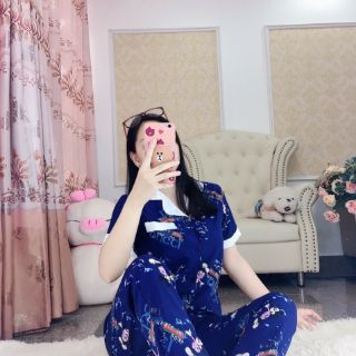 Bộ pijama tay ngắn quần dài lụa hàn siêu mát