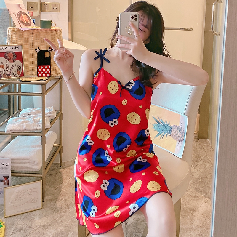 Đầm Ngủ Hai Dây In Họa Tiết Hoạt Hình Xinh Xắn Gợi Cảm Dành Cho Nữ | BigBuy360 - bigbuy360.vn