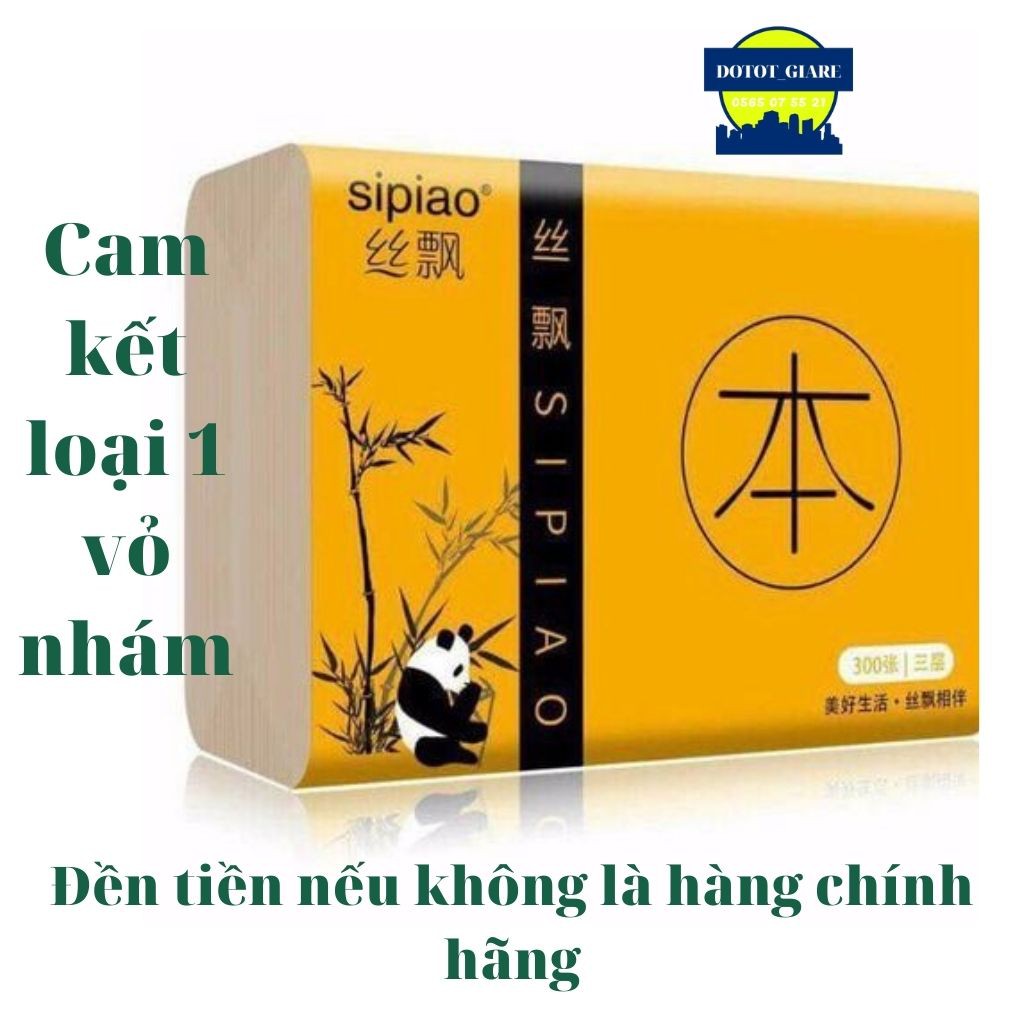 Giấy ăn gấu trúc SIPIAO hàng nội địa, siêu dai, siêu mềm, không bụi giấy, thùng 30 gói