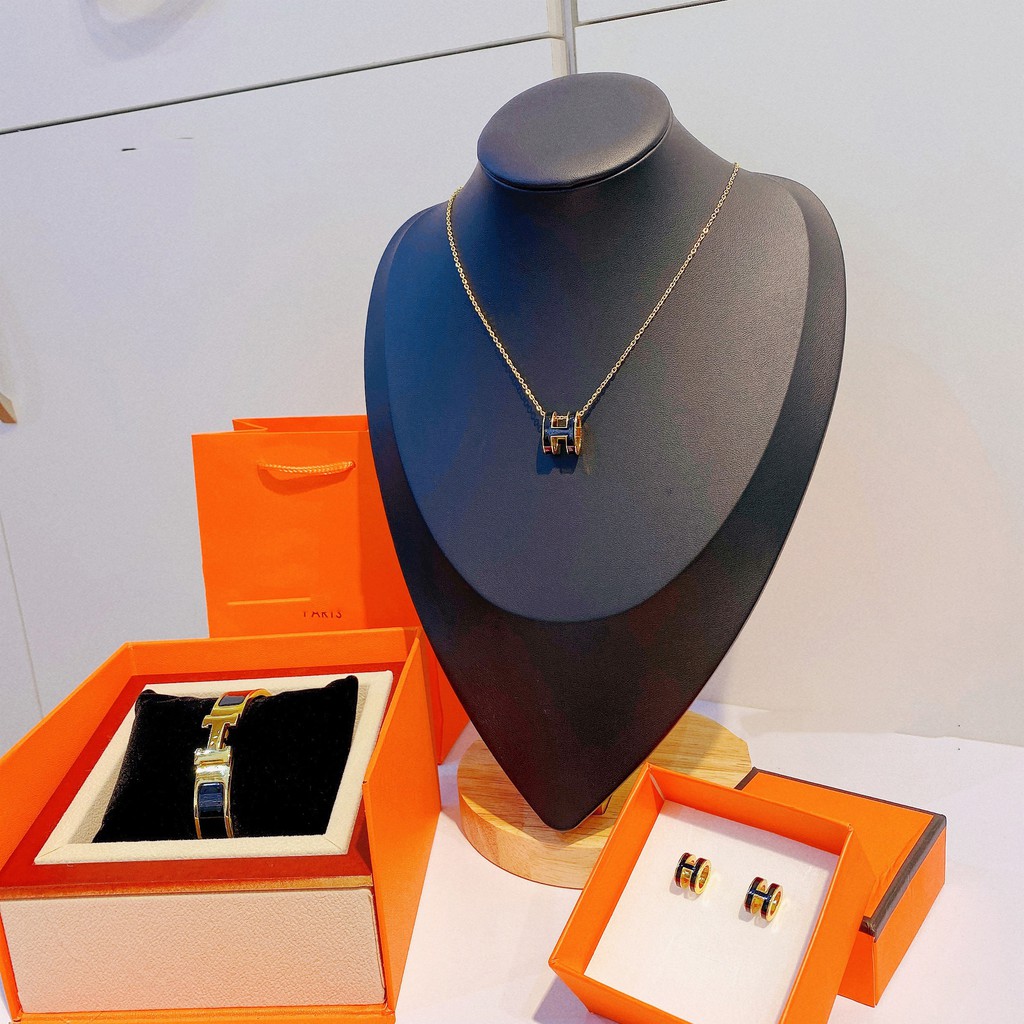 Set dây chuyền - vòng tay - bông tai Titan không gỉ thương hiệu cao cấp thanh lịch thời trang dành cho nữ