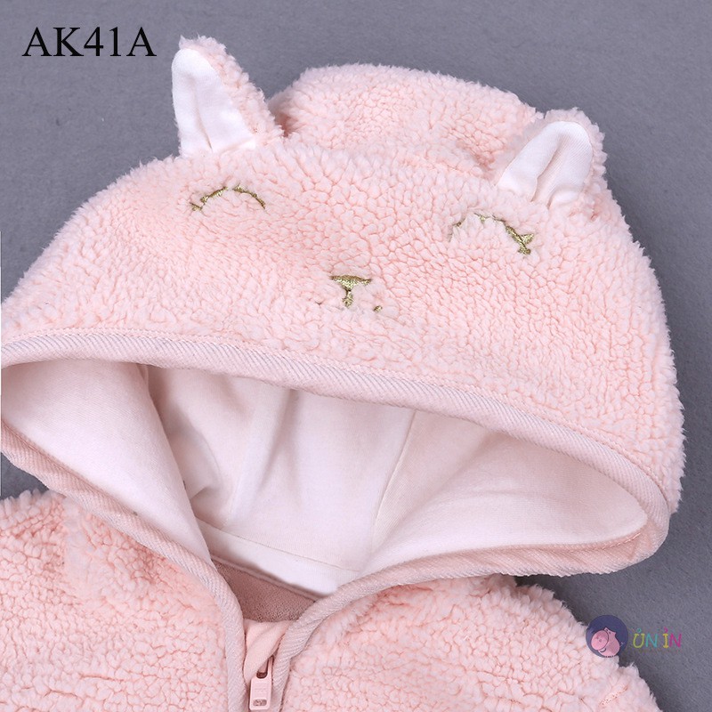 Áo Khoác Chống Lạnh Cho Bé Gái Hình Thỏ Có Nón Đẹp Mắt AK41