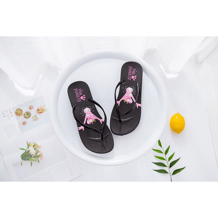 Dép Xỏ Ngón Đi Biển In Hoạt Hình Dễ Thương Màu Đen