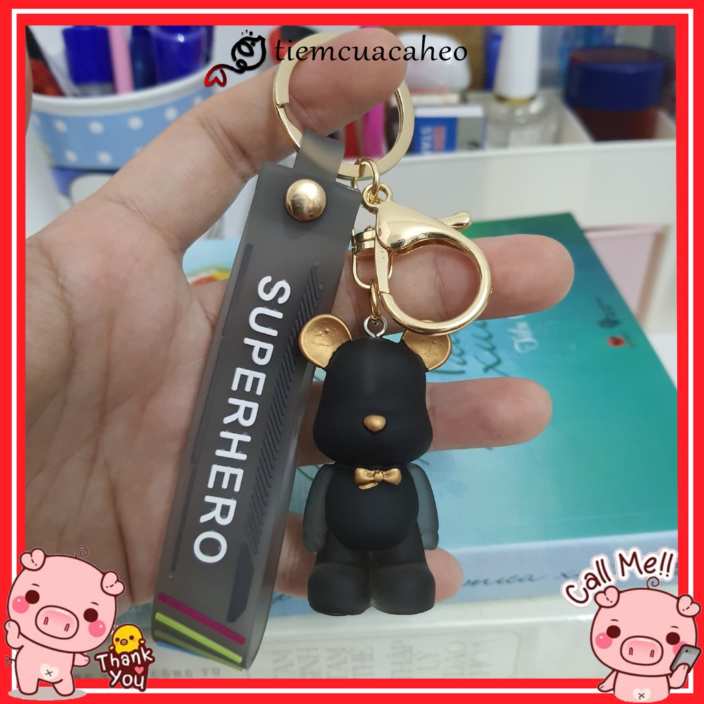 (Sẵn Hàng tại SG, ship hỏa tốc 2h) Móc khóa Hoạt Hình nhân vật Bearbrick kèm dây Cao Su, keychain cartoon tiemcuacaheo