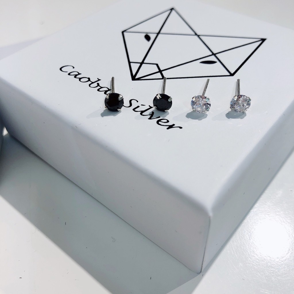 Khuyên Tai Nụ Đá Bạc Nữ CaoBac Silver S925 Tinh Tế, Sang Trọng