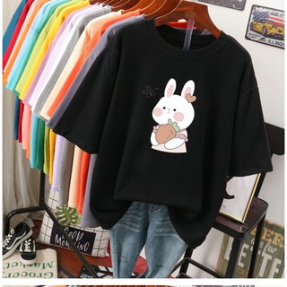 Áo thun thỏ ăn cà rốt , phom rộng , chất cotton 45 cute