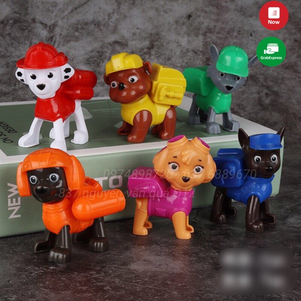 [HOT][ Nhựa tốt - Đẹp] Túi đồ chơi mô hình 6 chó cứu hộ Paw patrol dễ thương CCH300