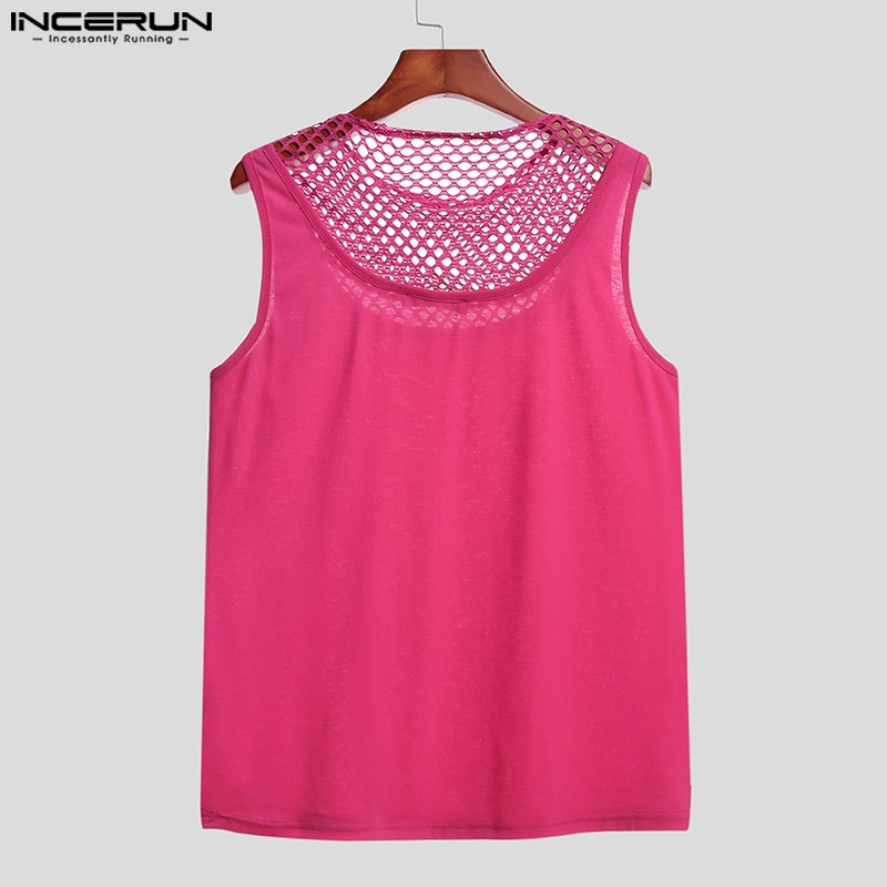 Áo tanktop INCERUN dáng rộng phối lưới thời trang mùa hè cho nam