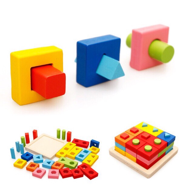 [ ẢNH THẬT ] ĐỒ CHƠI GỖ MONTESSORI THẢ CỌC HÌNH KHỐI 3D THÔNG MINH CHO BÉ