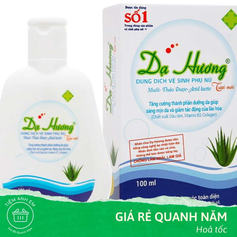 Dung dịch vệ sinh phụ nữ Dạ Hương Xanh làm sạch, khử mùi hôi vùng kín Chai 100ml