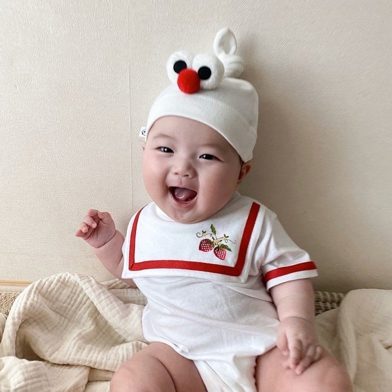 Bộ Áo Liền Quần Tay Ngắn Cổ Thủy Thủ In Họa Tiết Hoạt Hình Phong Cách Hàn Quốc Thời Trang Mùa Hè Dành Cho Bé Trai/Bé Gái