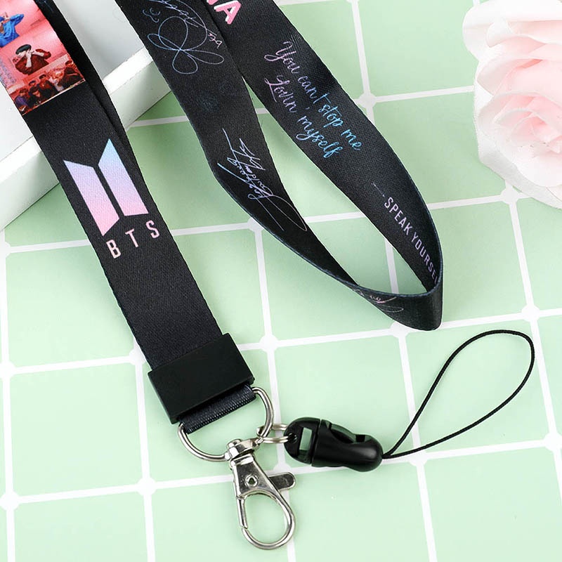 Dây đeo điện thoại/ chìa khóa/ USB in hình nhóm nhạc BTS Hàn Quốc dễ thương