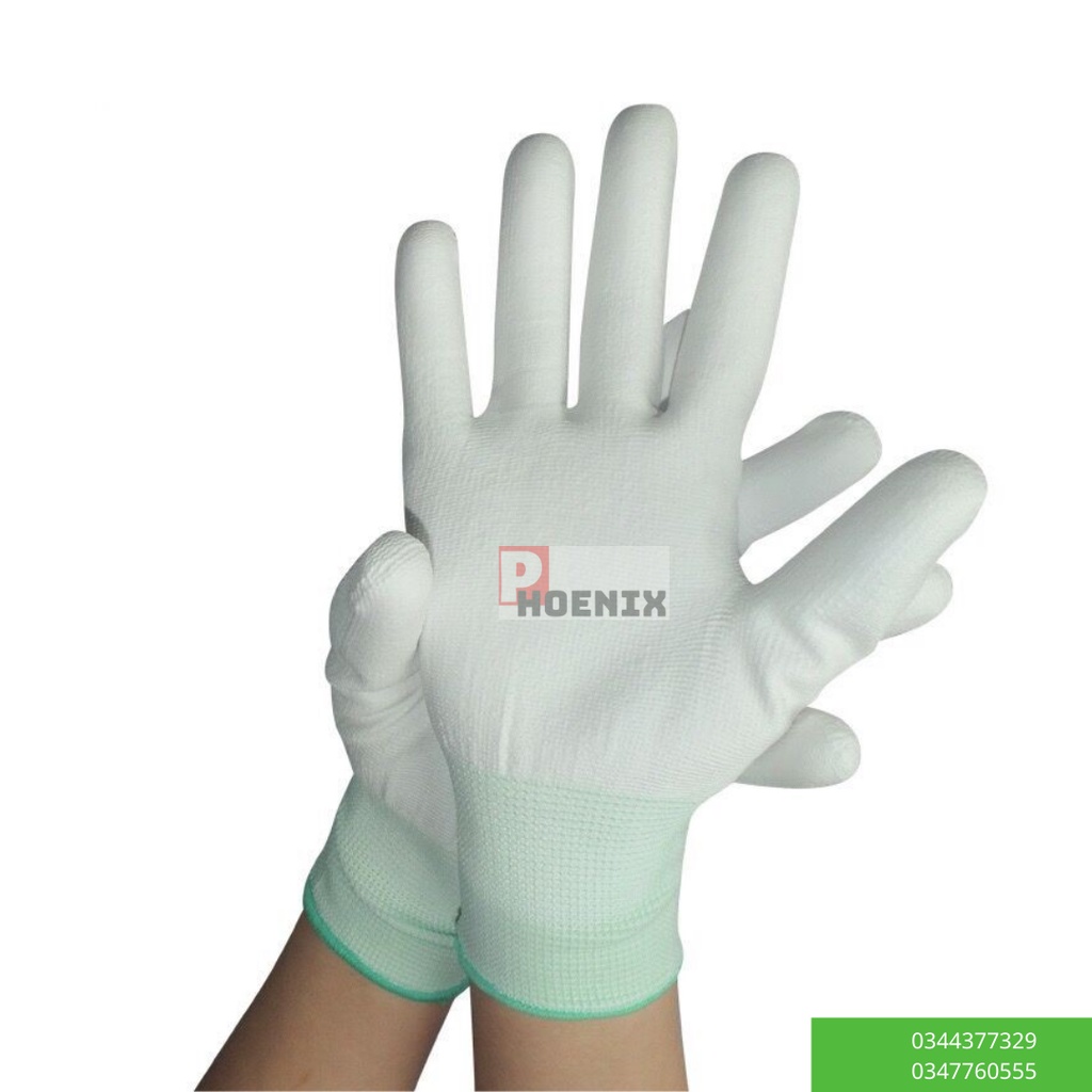 Găng tay phủ ngón PU bảo hộ lao động, găng tay phòng sạch phủ ngón cao su tăng độ bám ma sát