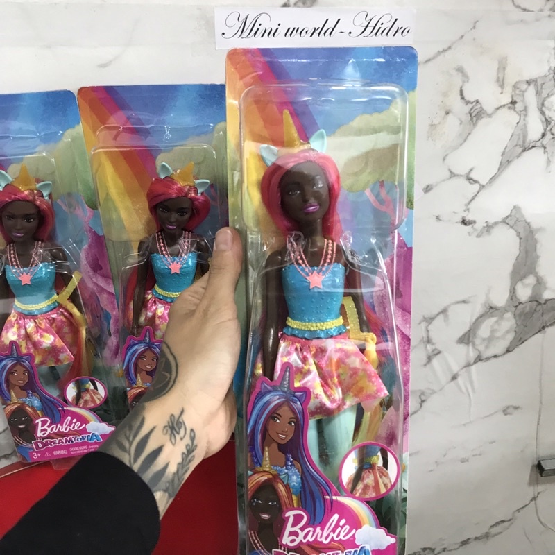 Búp bê Barbie Dreamtopia Unicorn Doll (Pink &amp; Yellow Hair), with Skirt, Removable Unicorn chính hãng