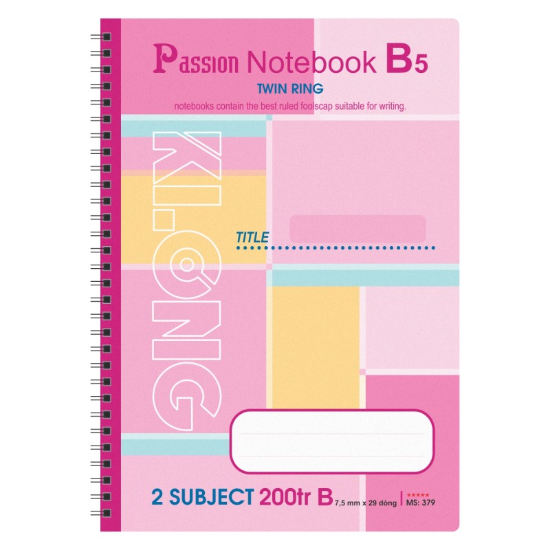 Sổ lò xo kép 200 trang khổ B5 Klong 379 / Sổ lò xo kẻ ngang kích thước 180 x 252 mm
