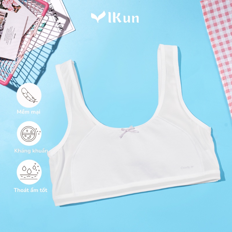Áo lót cho bé gái kiểu dáng chui đầu phối lưới thoáng khí IKun - ATK03