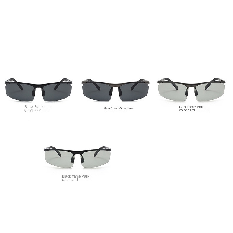 Kính Mát Phân Cực Nửa Gọng Màu Sắc Thay Đổi Thời Trang Đi Xe Đạp Cho Nam