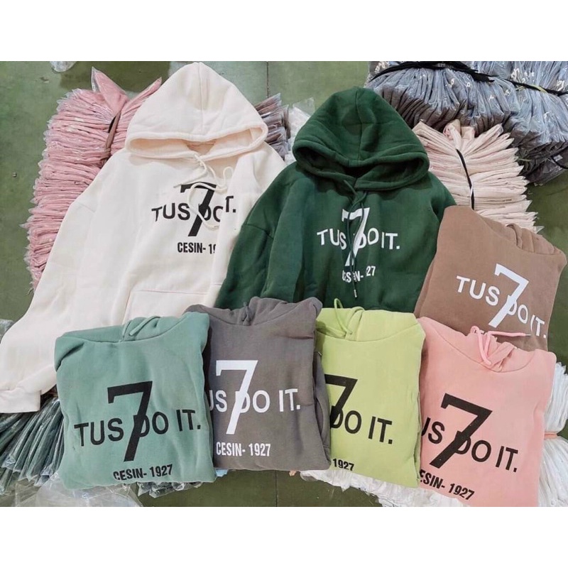 [ Rẻ vô địch ] Áo hoodie nỉ form rộng tay bồng mũ hai lớp - TUS DO IT