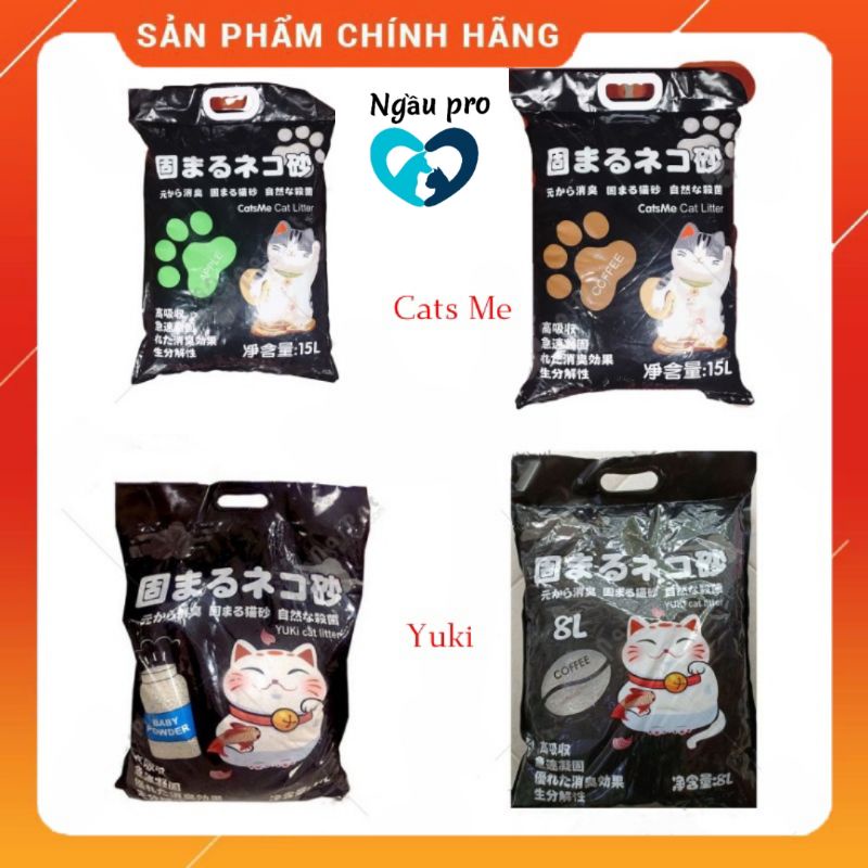Cát mèo Nhật đen , Cát vệ sinh đất sét nhật cho mèo cats me litter gói 8L
