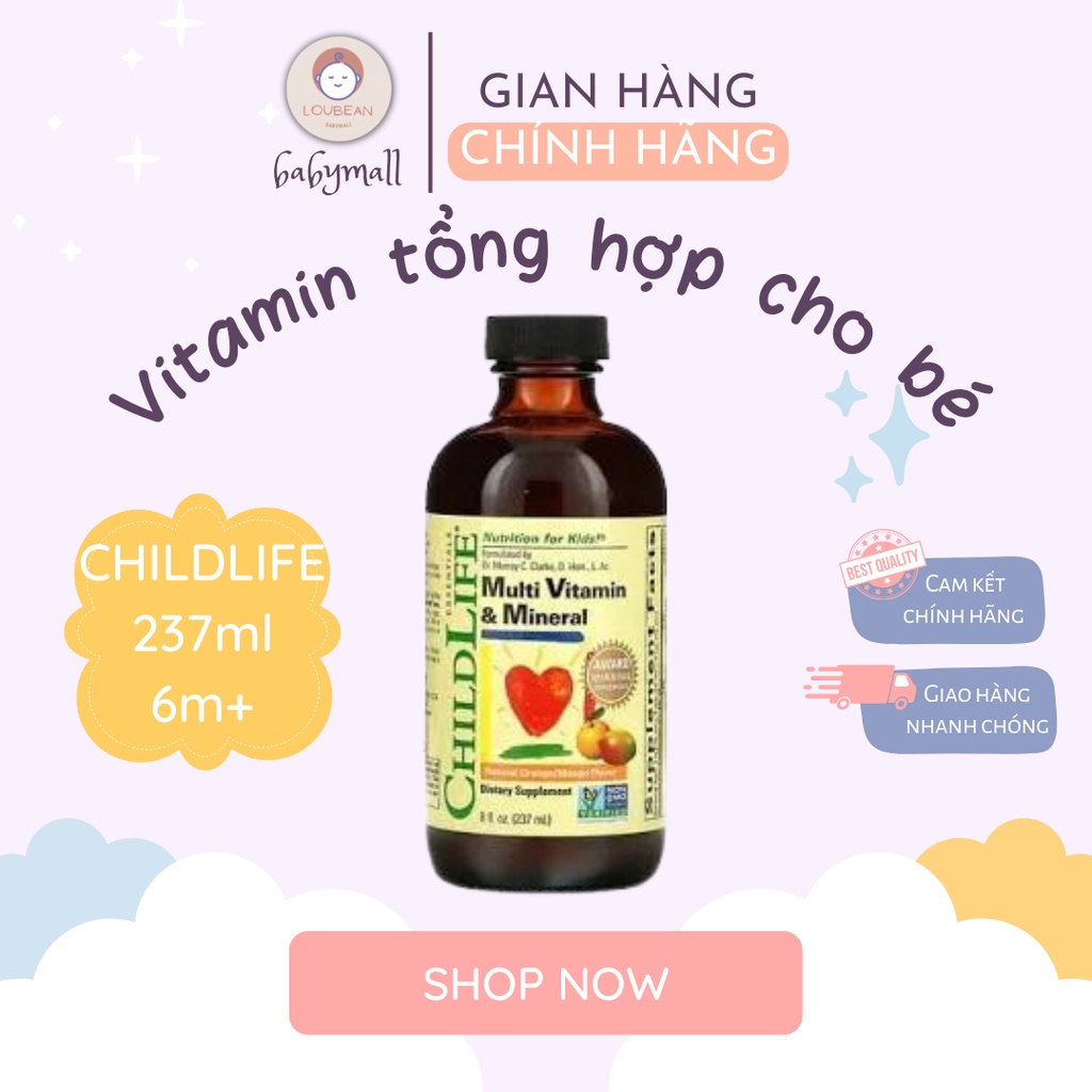 Vitamin tổng hợp Childlife tăng cường dinh dưỡng và sức đề kháng cho bé từ 6 tháng tuổi hàng Mỹ 237ml