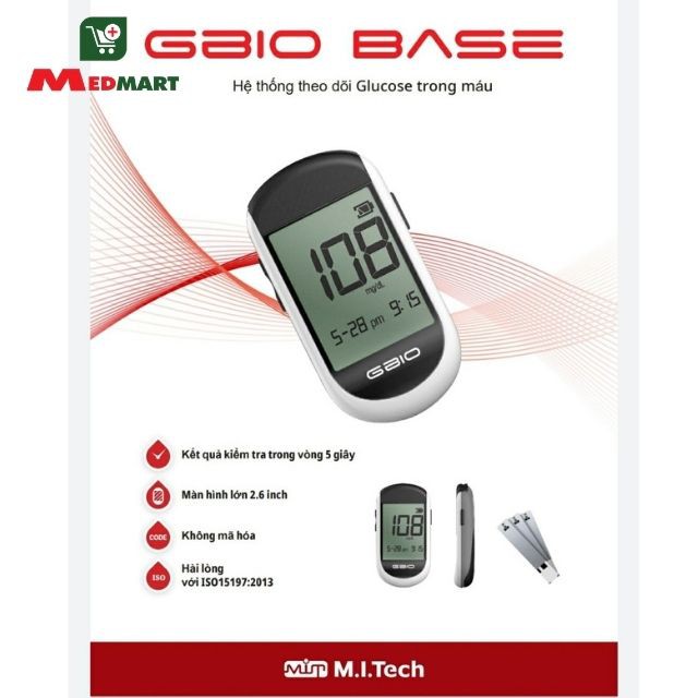 Máy Đo Đường Huyết GBIO BASE GB101, M.I.TECH Hàn Quốc Full Bộ - MEDMART