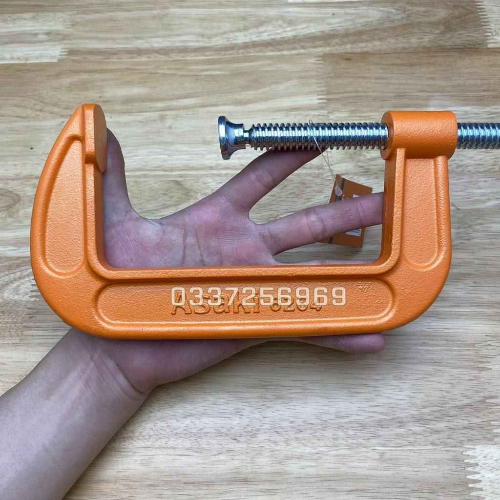 Vam chữ G kẹp gỗ 5 inch - 125mm chính hãng ASAKI Cảo chữ C - Vam kẹp chữ C bằng sắt  dùng kẹp gỗ, nhôm kính